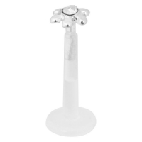 Piercing micro argint Push-fit floare cu strasuri