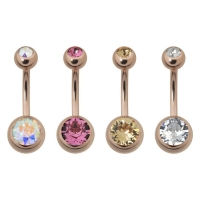 Piercing in buric dublu cu strasuri