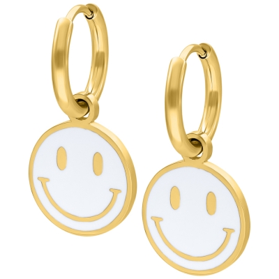 Cercei mic alb Smiley