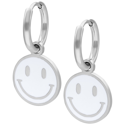 Cercei mic alb Smiley