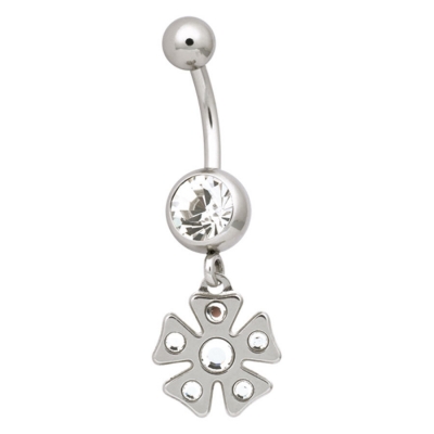 Piercing in buric Sparkling floare cu strasuri