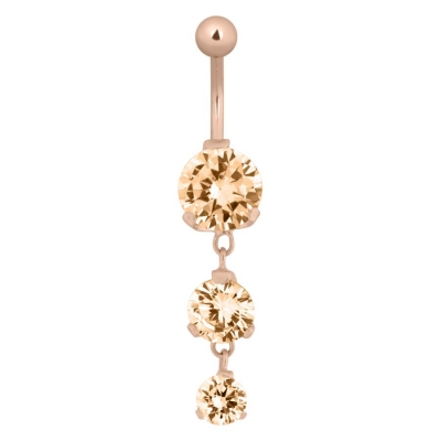 Piercing in buric triplu diamant cu strasuri