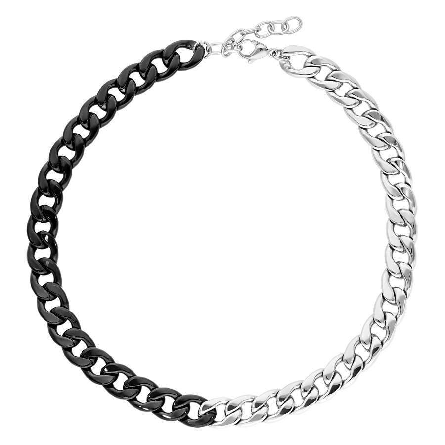 2 Tone Chunky Silverblack Necklace